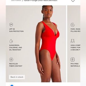 Quince Red Italian Plunge One-Piece Swimsuit
